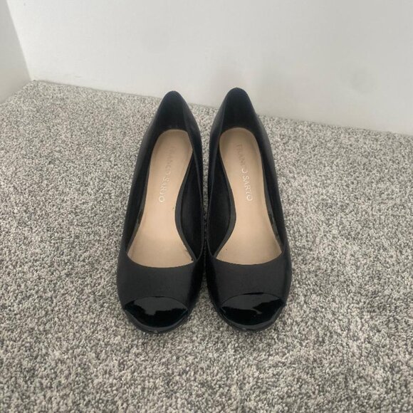 Franco Sarto Harper Black Peep Toe Wedge Heels - Size 8.5 (Box Included) - Picture 2 of 9